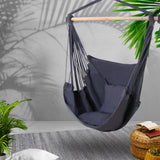 Gardeon Swing Chair Hammock with 2 Cushions Grey - Image 02