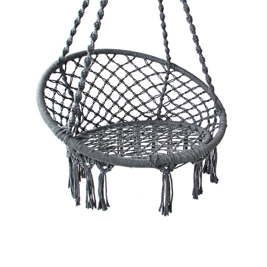 Gardeon Swing Chair Tassel Hammock Grey - Image 04