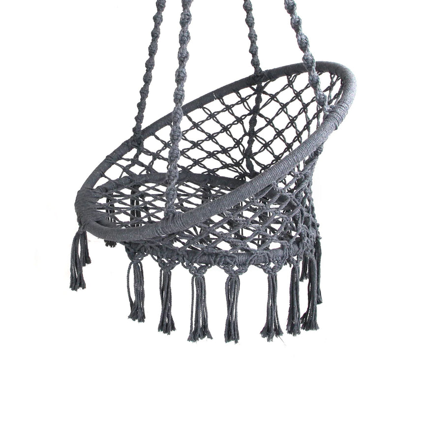 Gardeon Swing Chair Tassel Hammock Grey - Image 06