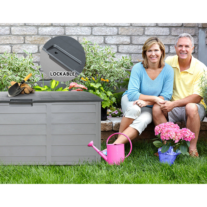 Gardeon Giantz Outdoor Storage Box 290L Grey - Image 03