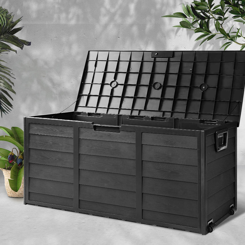 Gardeon Giantz Outdoor Storage Box 290L Black - Image 02