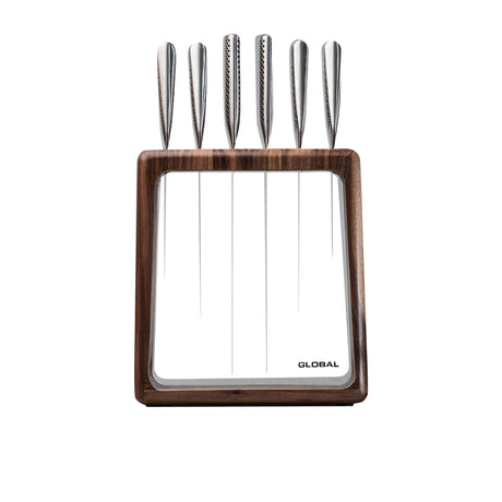 Global Hashira Knife Block 7 Piece Set Walnut - Image 01