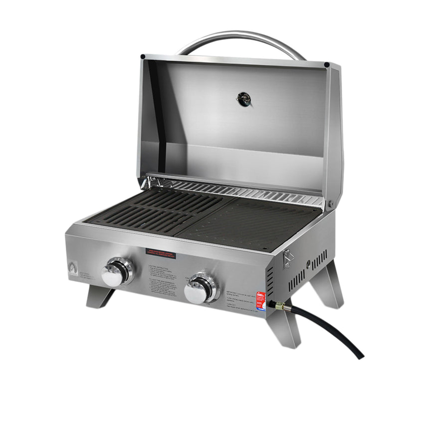 Grillz 2 Burner Gas Camping BBQ 54.7cm - Image 01