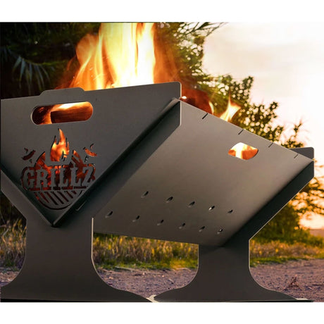 Grillz Stainless Steel Portable Fire Pit and BBQ - Image 02