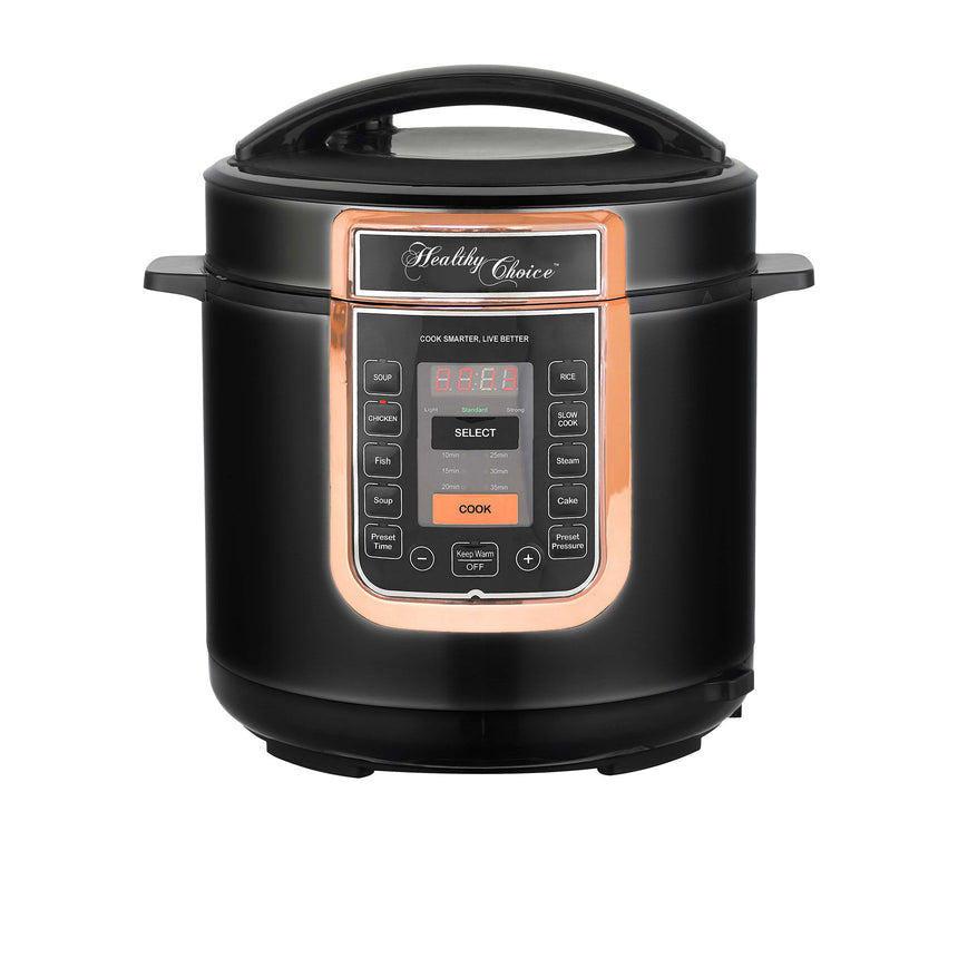 Healthy Choice Pressure Cooker with Rose Gold Trim 6L Black - Image 01