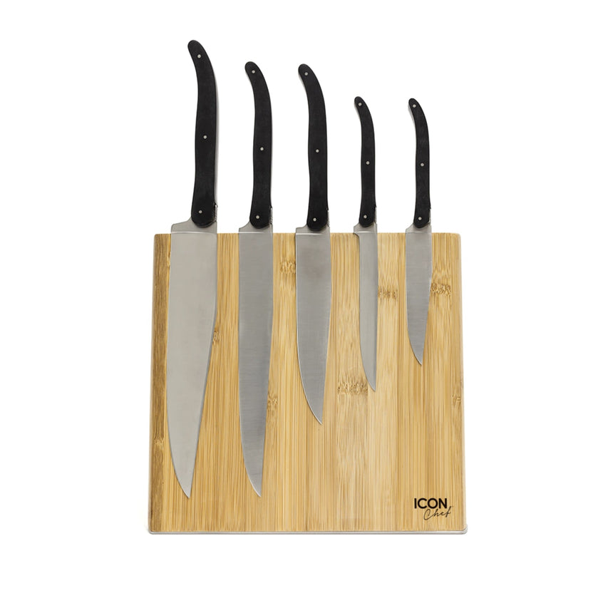 Icon Chef Magnetic Knife Stand with Stainless Steel Base Bamboo - Image 02