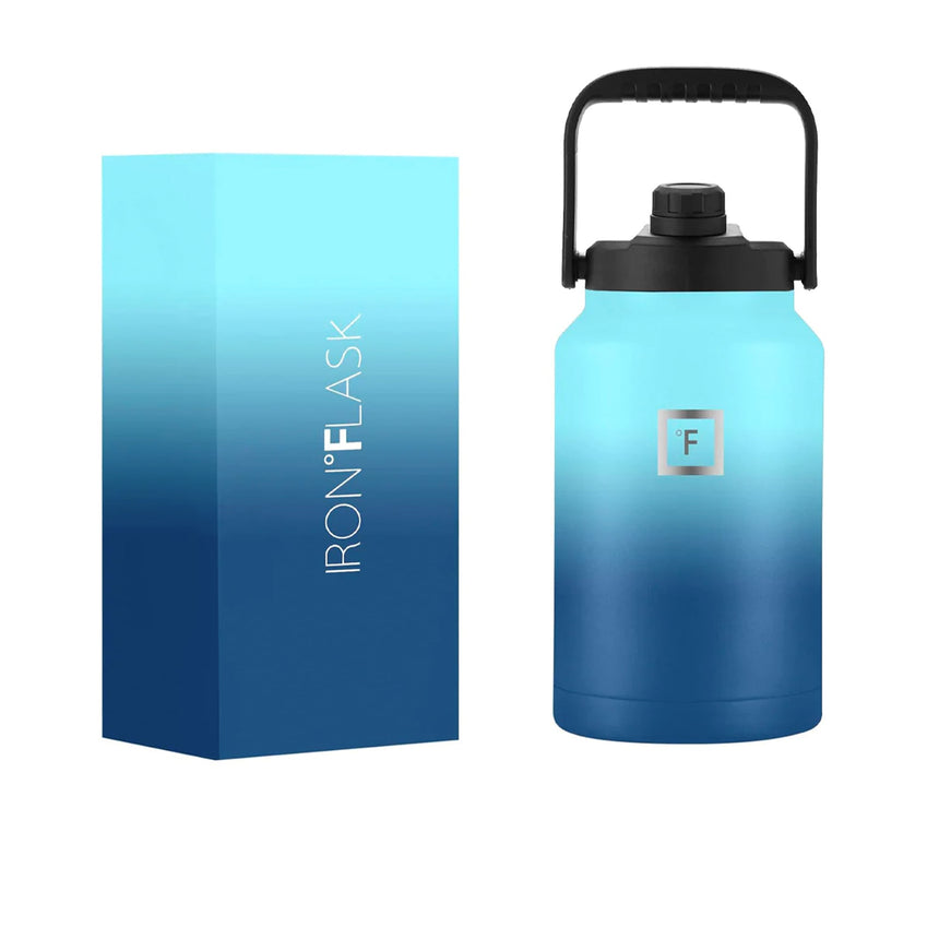 Iron Flask Bottle with Spout Lid 3.8L Blue Waves - Image 01