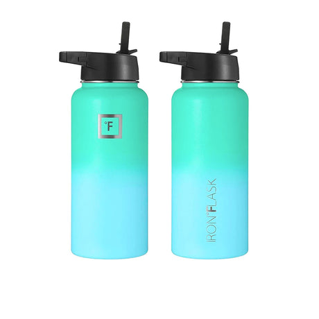 Iron Flask Wide Mouth Bottle with Straw Lid 1.2L Sky - Image 02