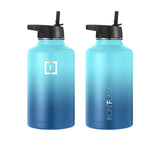 Iron Flask Wide Mouth Bottle with Straw Lid 1.9L Blue Waves - Image 02