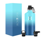 Iron Flask Narrow Mouth Bottle with Spout Lid 1.9L Blue Waves - Image 01