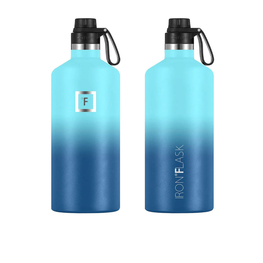 Iron Flask Narrow Mouth Bottle with Spout Lid 1.9L Blue Waves - Image 02