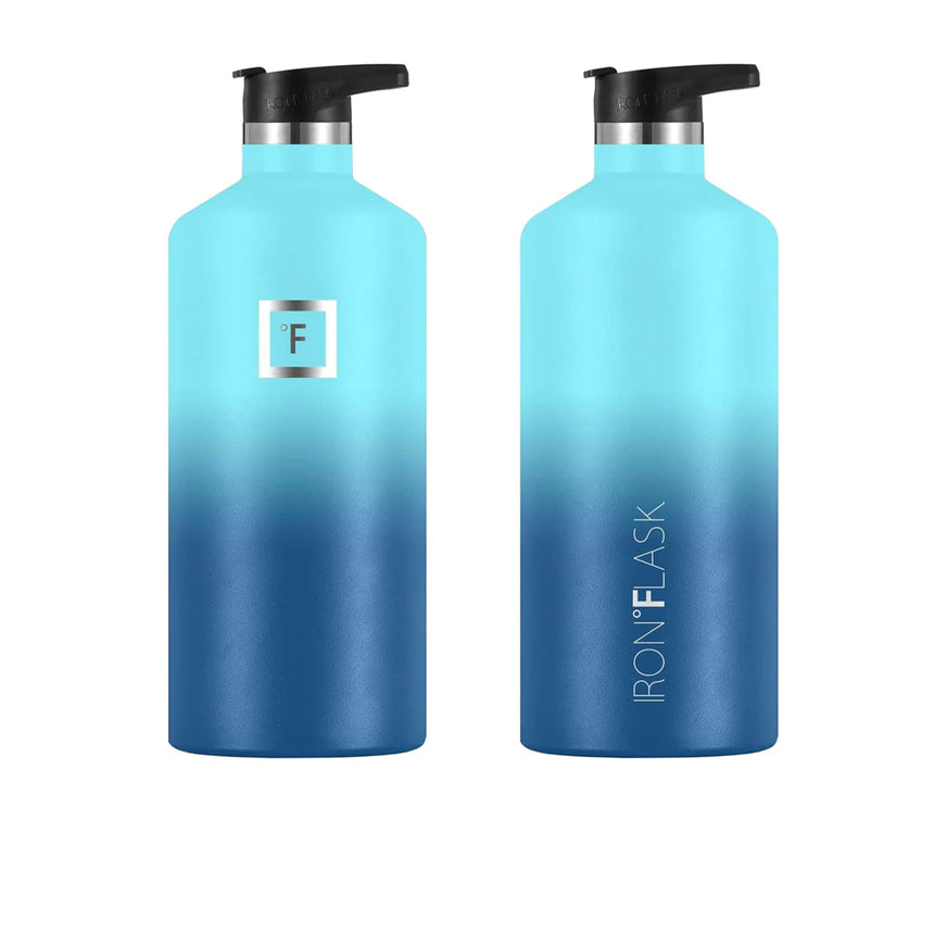 Iron Flask Narrow Mouth Bottle with Spout Lid 1.9L Blue Waves - Image 03