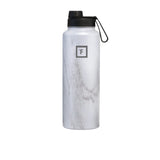 Iron Flask Wide Mouth Bottle with Spout Lid 1.2L Carrara Marble - Image 01