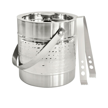 J.Elliot Home Alfie Ice Bucket with Tong 1.5L Hammered Chrome - Image 01