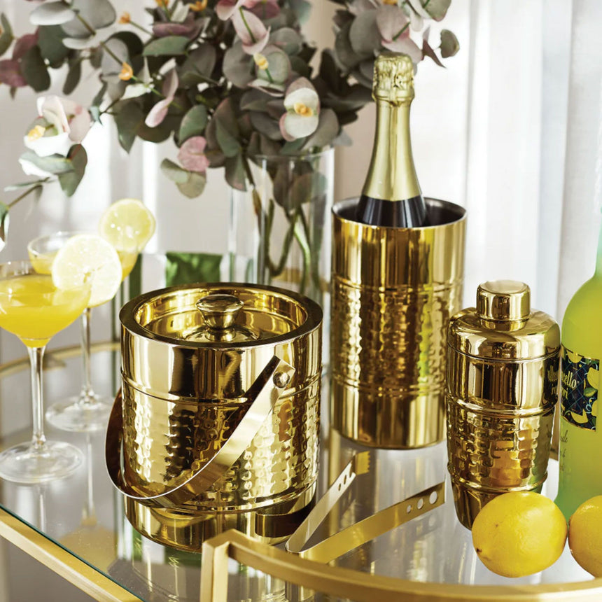 J.Elliot Home Alfie Ice Bucket with Tong 1.5L Hammered Gold - Image 02