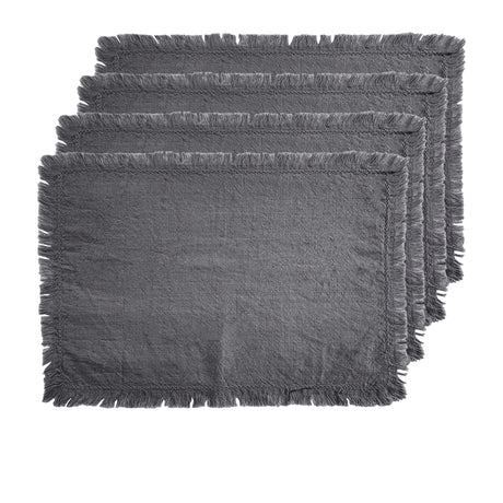 J.Elliot Home Avani Rectangular Placemat Set of 4 Charcoal - Image 01