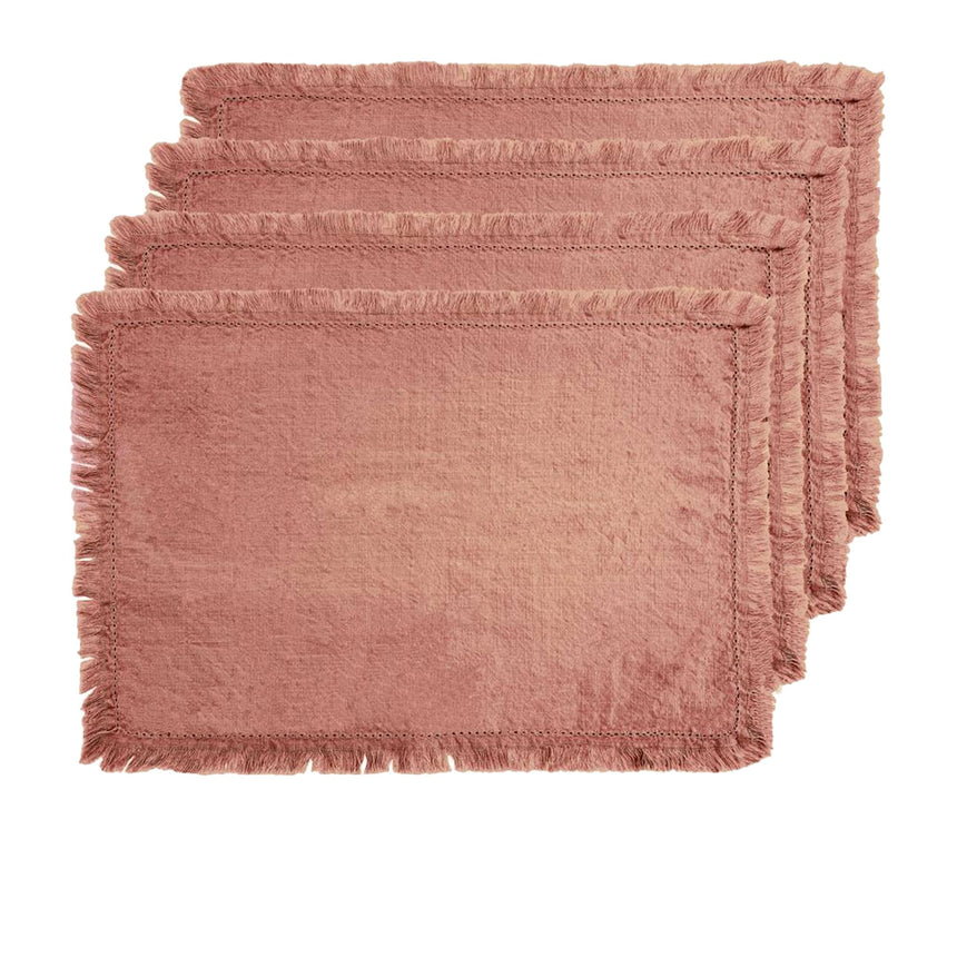 J.Elliot Home Avani Rectangular Placemat Set of 4 Clay Pink - Image 01