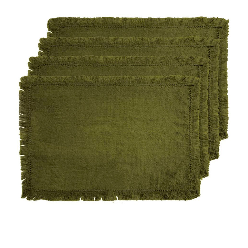 J.Elliot Home Avani Rectangular Placemat Set of 4 Olive - Image 01