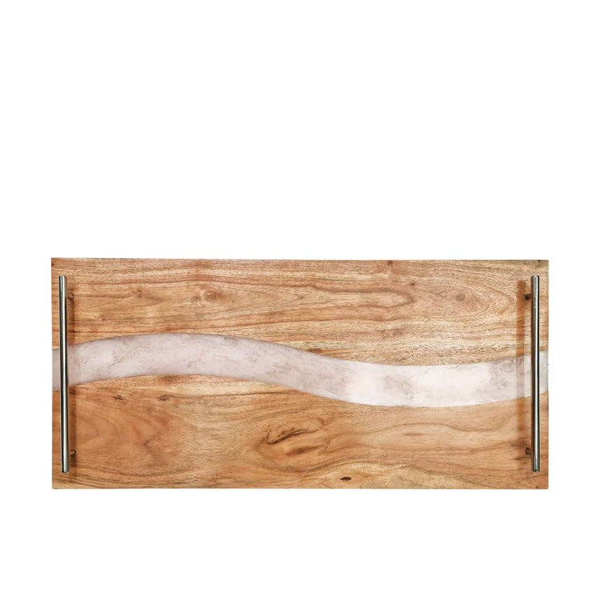 J.Elliot Home Bently Serving Tray with Handle 60x28cm White - Image 03