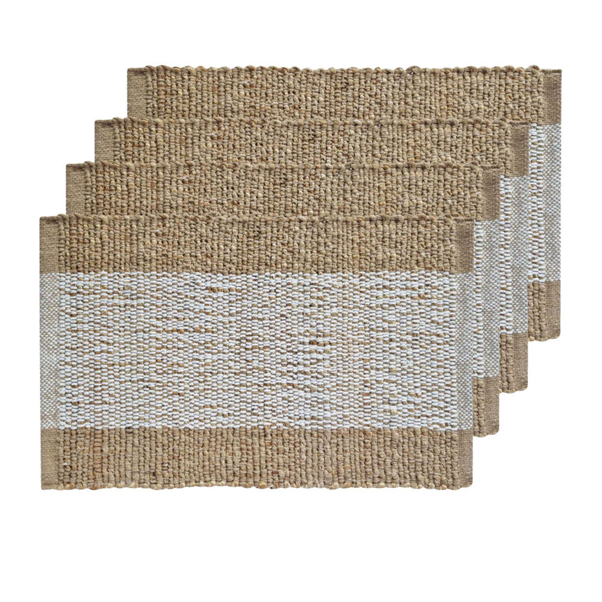 J.Elliot Home Blake Rectangular Jute Placemat Set of 4 White and Warm - Image 01