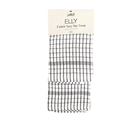 J.Elliot Home Elly Tea Towel Set of 2 Charcoal - Image 01