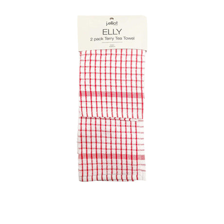 J.Elliot Home Elly Tea Towel Set of 2 Red - Image 01