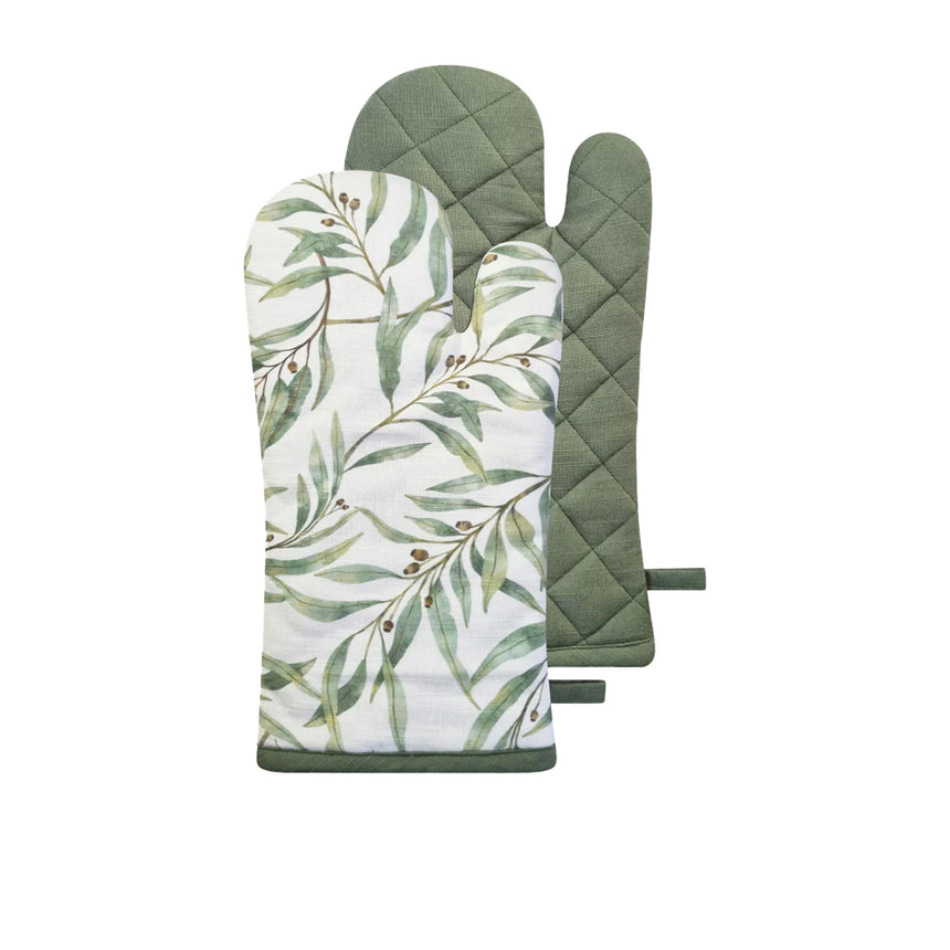 J.Elliot Home Eucalyptus Oven Mitt Set of 2 Ivory and Forest - Image 01