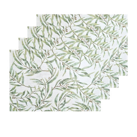 J.Elliot Home Eucalyptus Placemat Set of 4 Ivory and Forest - Image 01