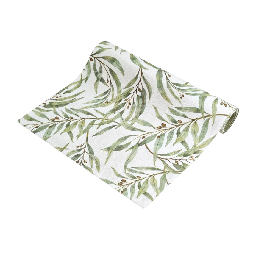 J.Elliot Home Eucalyptus Table Runner 40x180cm Ivory and Forest - Image 01