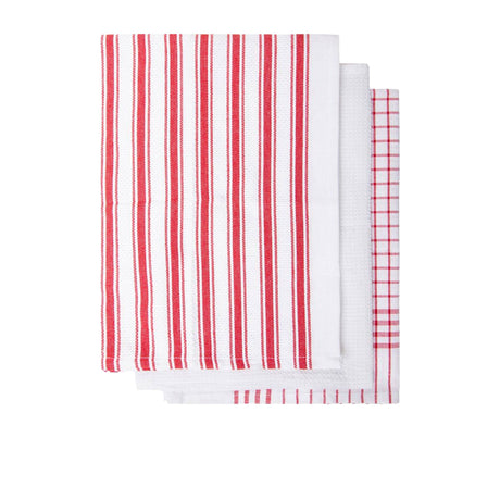 J.Elliot Home Gardenia Tea Towel 3pk Red - Image 01