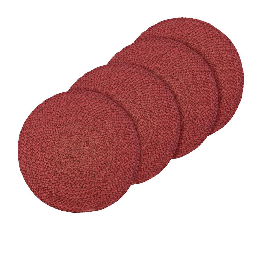 J.Elliot Home Madden Round Placemat 4pk Dusty Red - Image 01