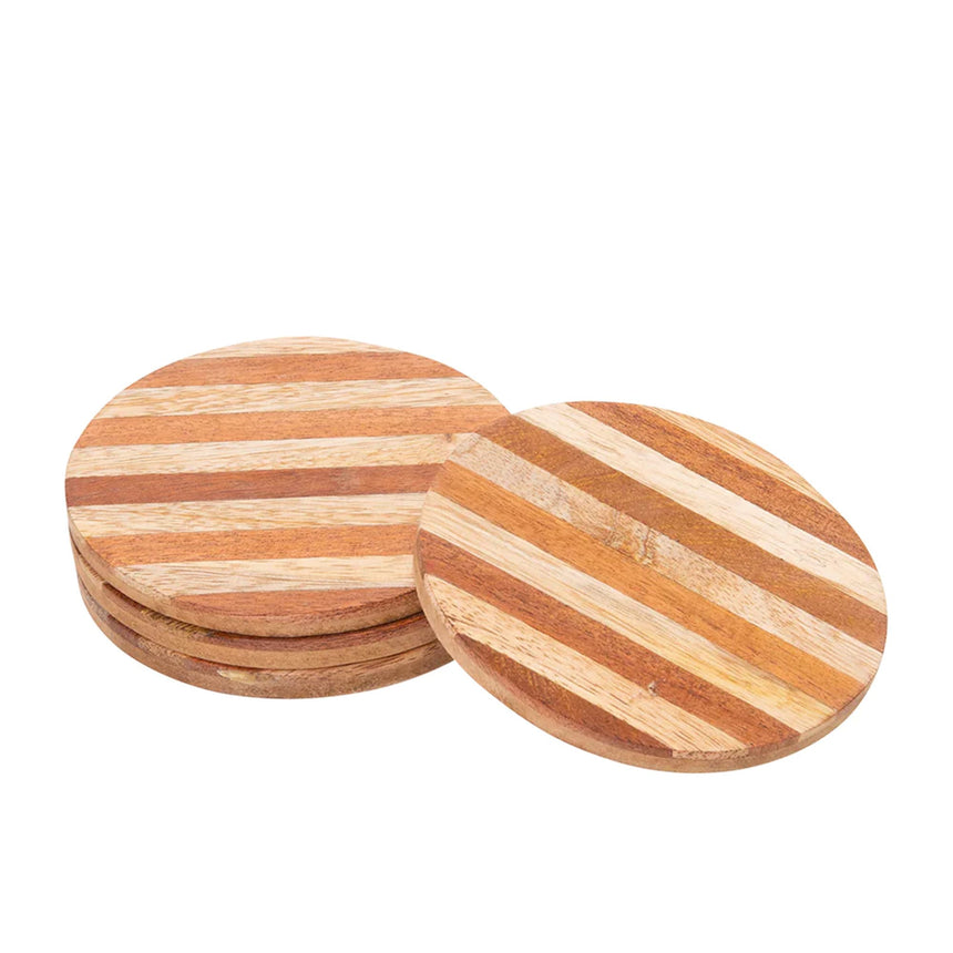 J.Elliot Home Willow Round Coaster Set of 4 Natural and Brown - Image 01