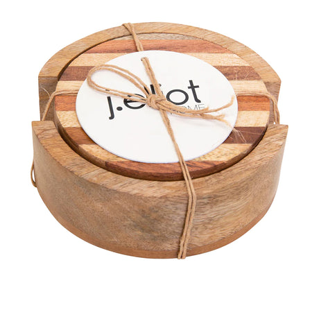 J.Elliot Home Willow Round Coaster Set of 4 Natural and Brown - Image 02