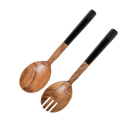 J.Elliot Home Zowie Salad Server Set 2pc Natural and Black - Image 01