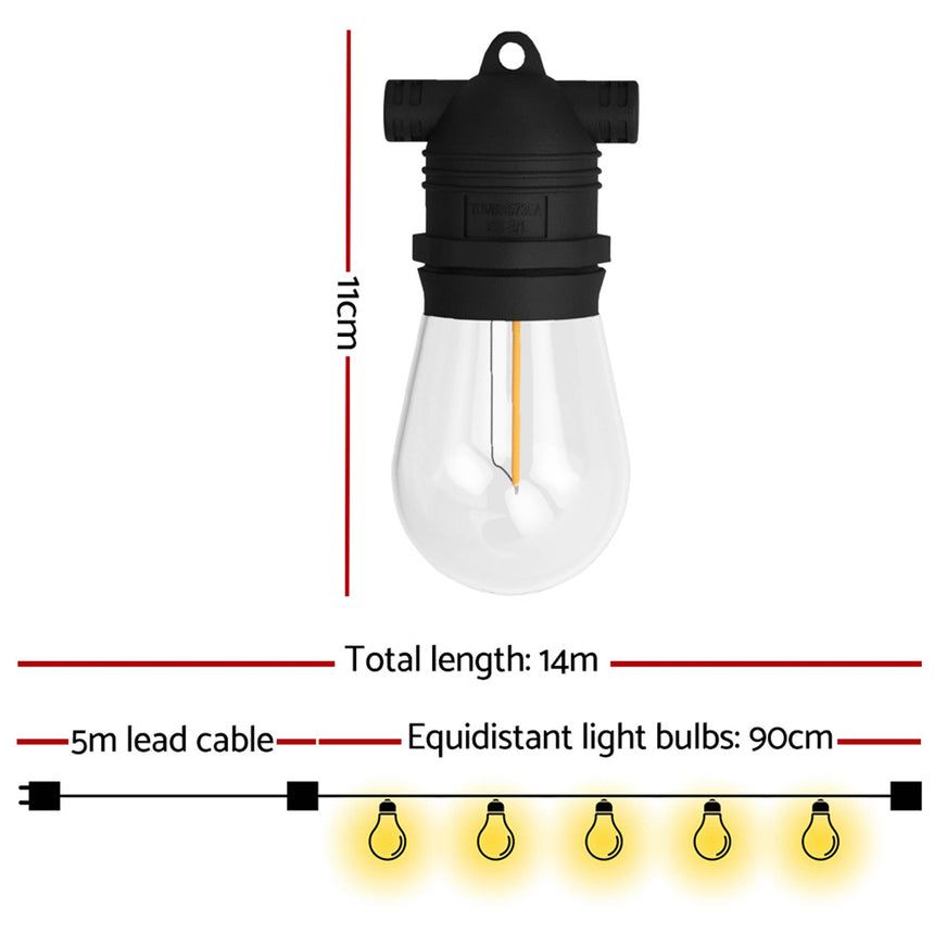 Jingle Jollys S14 Festoon String Lights 20 Bulbs 23m Warm White - Image 03