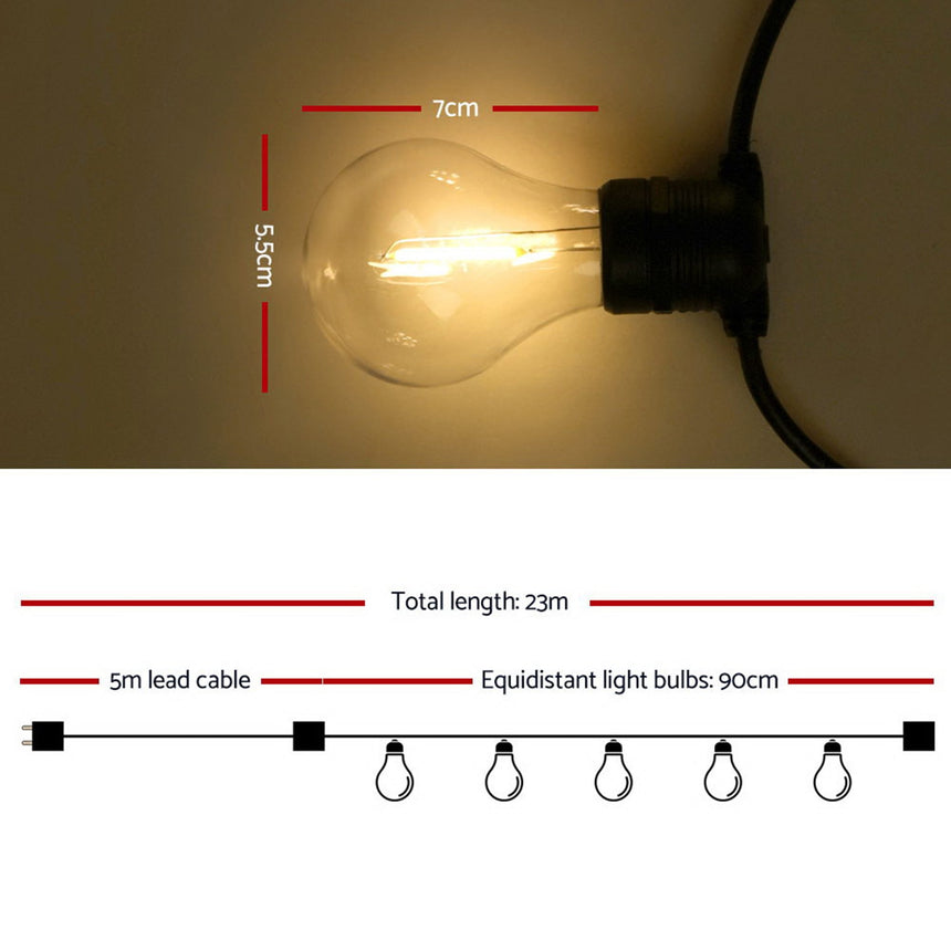 Jingle Jollys A19 Festoon String Lights 20 Bulbs 23m - Image 03