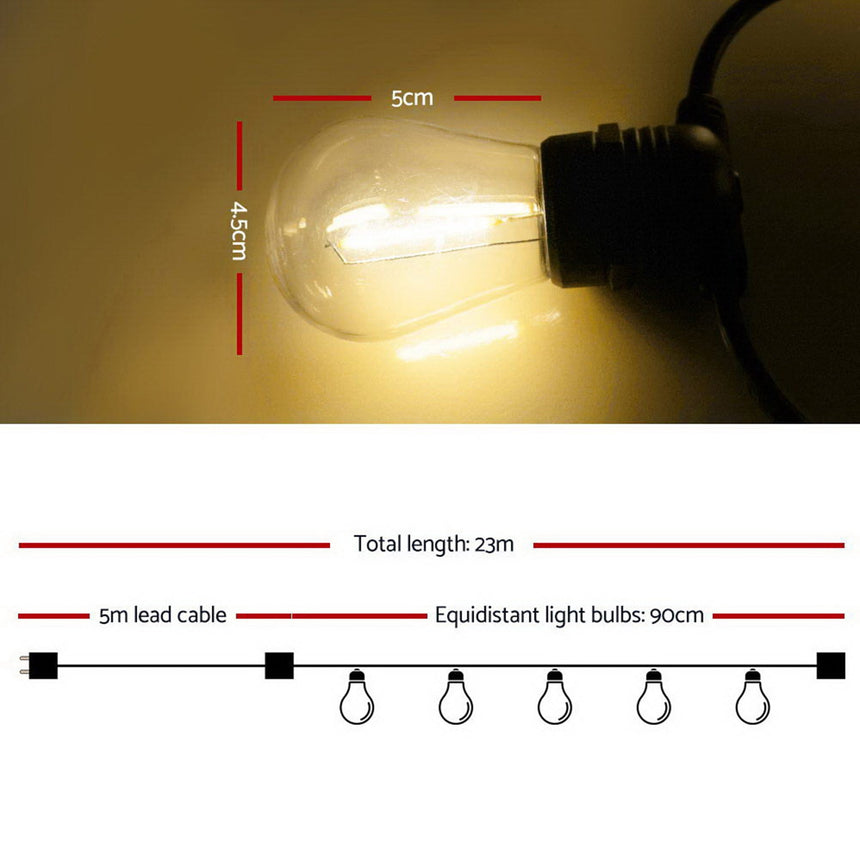 Jingle Jollys S14 Festoon String Lights 20 Bulbs 23m - Image 03