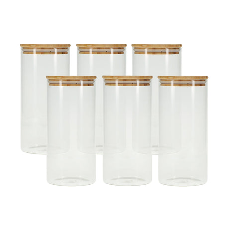 Kate's Kitchen Glass Canister with Bamboo Lid 1.25L Set of 6 - Image 01