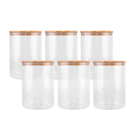 Kate's Kitchen Glass Canister with Bamboo Lid 3.5L Set of 6 - Image 01