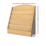 Keezi Kids 5 Tier Bookshelf Natural - Image 03