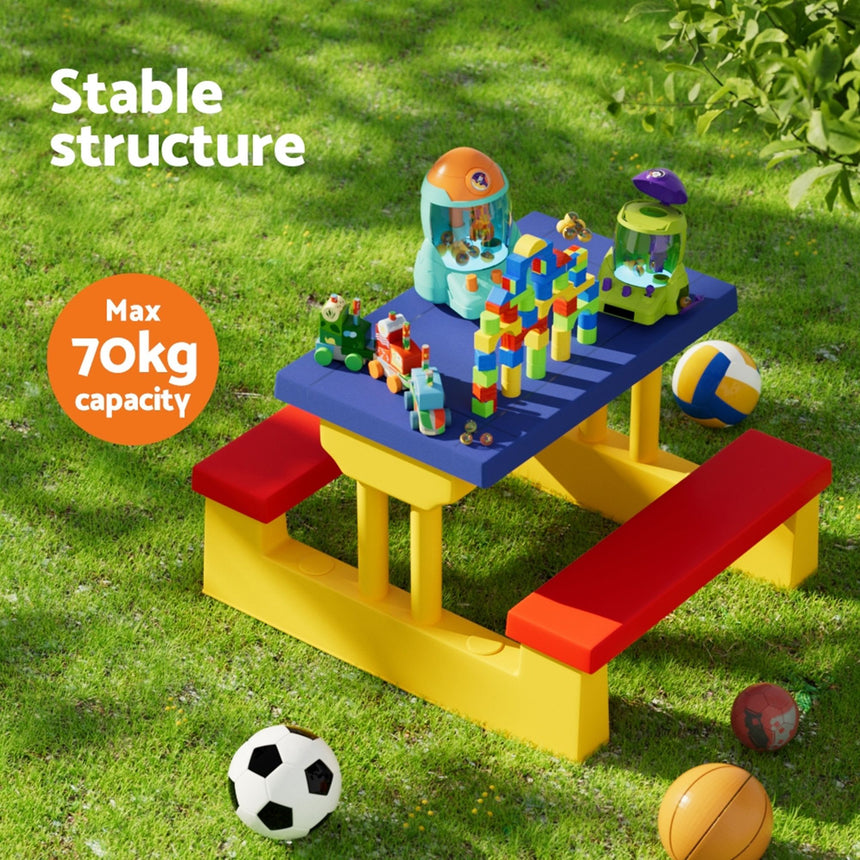 Keezi Kids Outdoor Table and Chair Set with Umbrella - Image 03