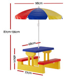 Keezi Kids Outdoor Table and Chair Set with Umbrella - Image 05