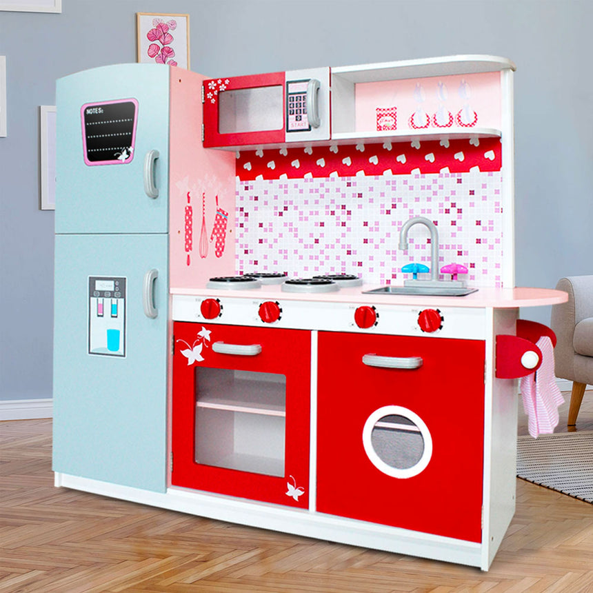 Keezi Kids Pretend Play Kitchen Red/Pink - Image 02