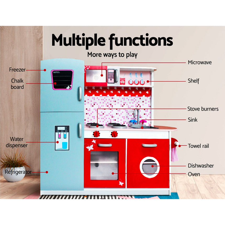 Keezi Kids Pretend Play Kitchen Red/Pink - Image 03