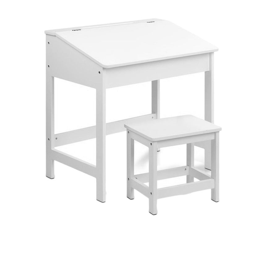 Keezi Kids Table and Chair Set 2pc White - Image 01