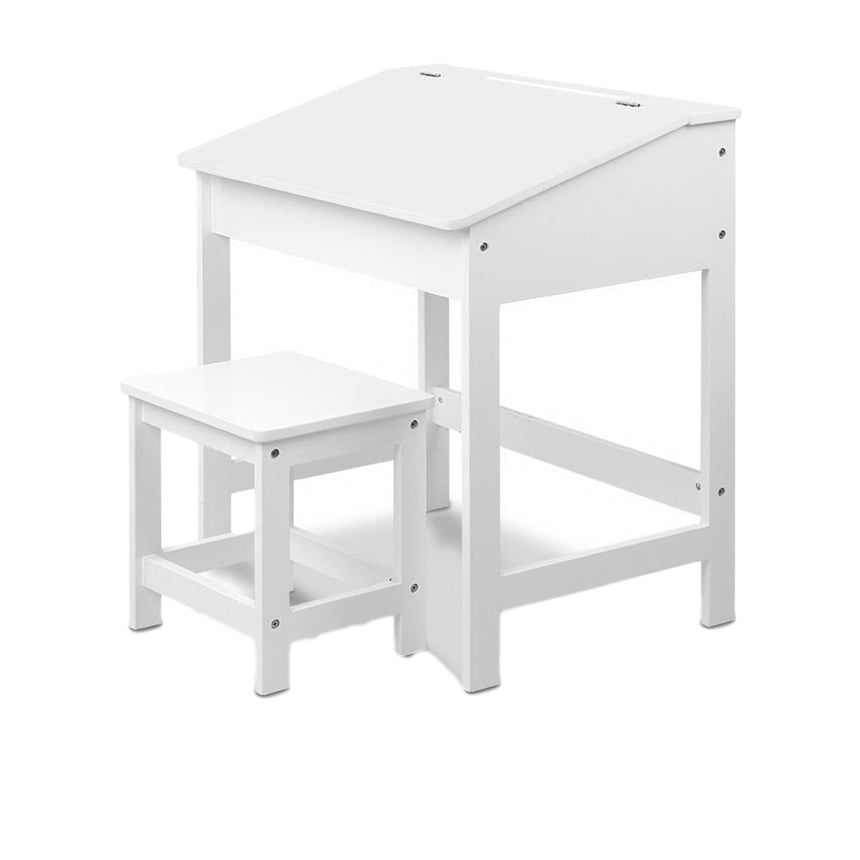 Keezi Kids Table and Chair Set 2pc White - Image 02