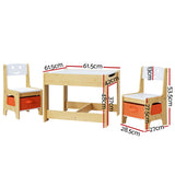 Keezi Kids Table and Chair Set 3pc Pine - Image 03