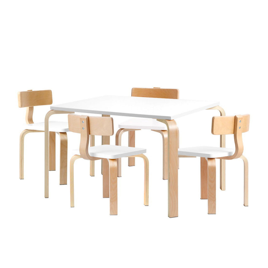 Keezi Nordic Kids Table and Chair Set 5pc - Image 01