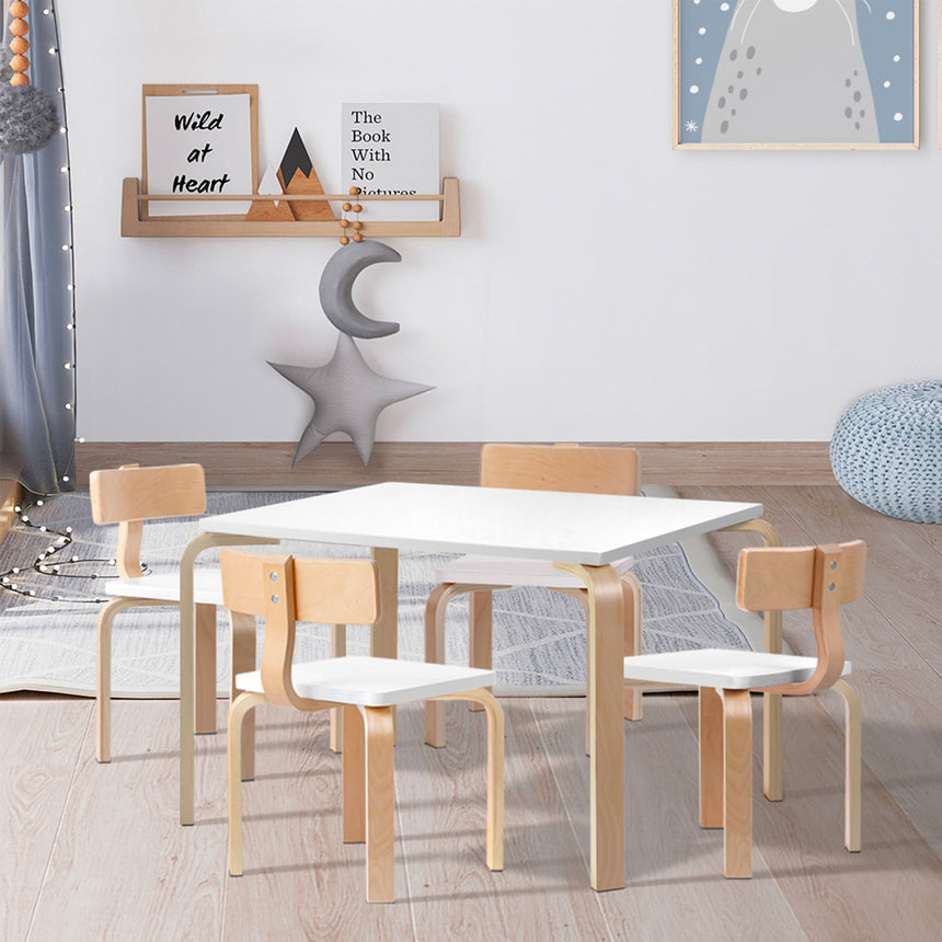 Keezi Nordic Kids Table and Chair Set 5pc - Image 02