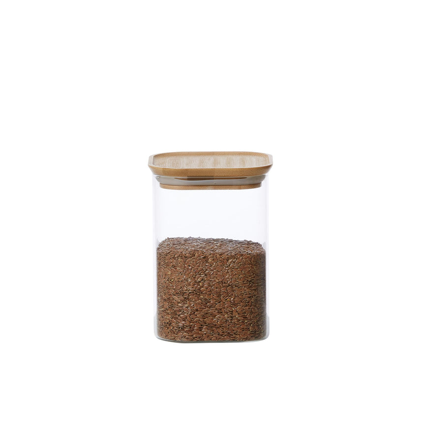 Kitchen Pro Eco Square Glass Canister with Bamboo Lid 1.1 Litre - Image 05